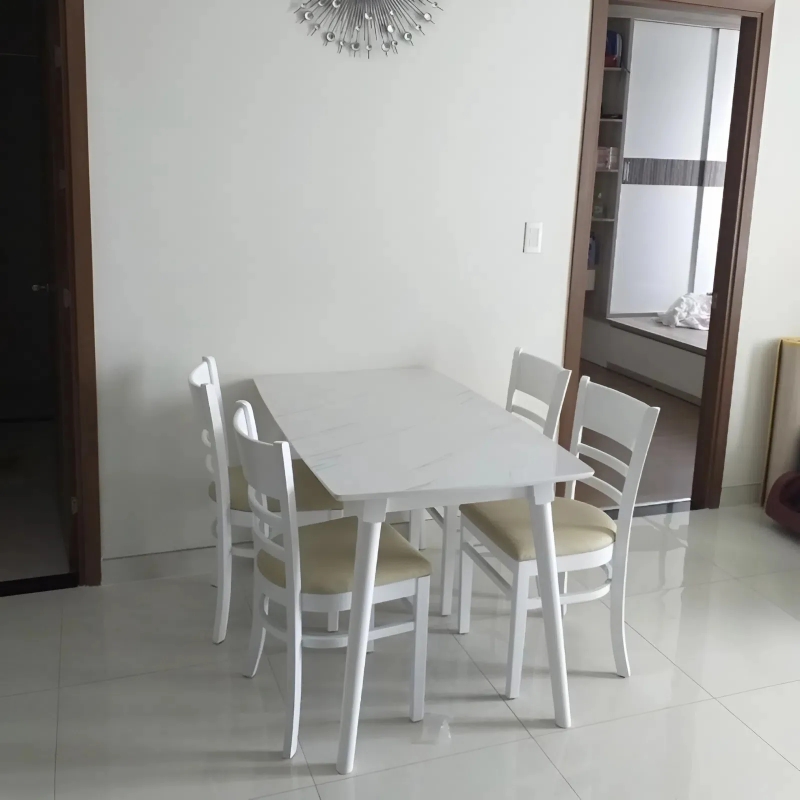 Bộ Bàn Ăn CaBin 4 Ghế Có Nệm Giả Đá Trắng - BGA12