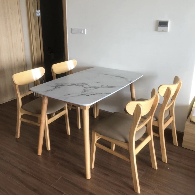 Bộ Bàn Ăn Mango 4 Ghế Mặt Bàn Vân Đá - BGA4
