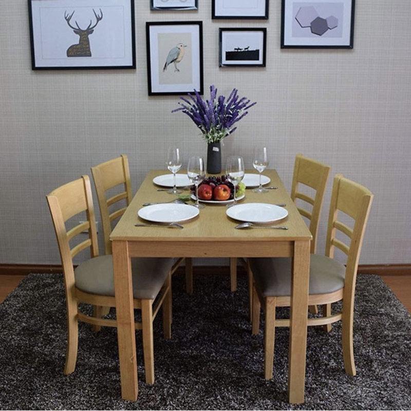 Bộ Bàn Ăn CaBin 4 Ghế  Mặt Bàn Màu Tự Nhiên - BGA6