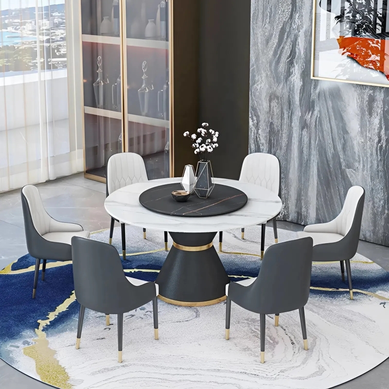 Bộ Bàn Ăn Mâm Tròn Xoay 6 Ghế Monet - BGA21