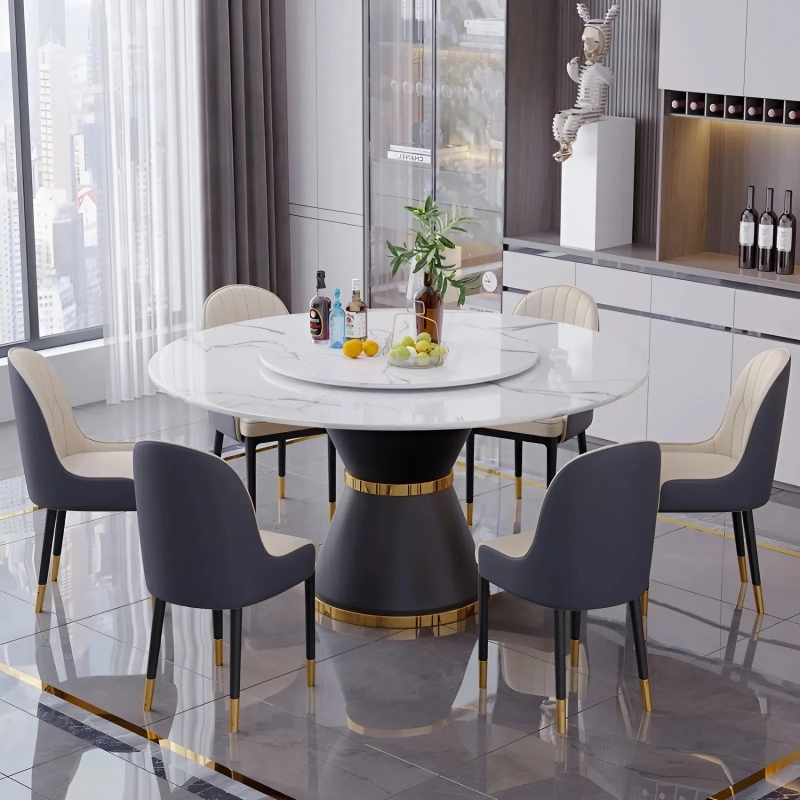 Bộ Bàn Ăn Mâm Tròn Xoay 6 Ghế Monet - BGA21