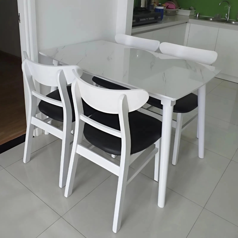 Bộ Bàn Ăn Mango 4 Ghế Bàn Màu Trắng Giả Đá - BGA7