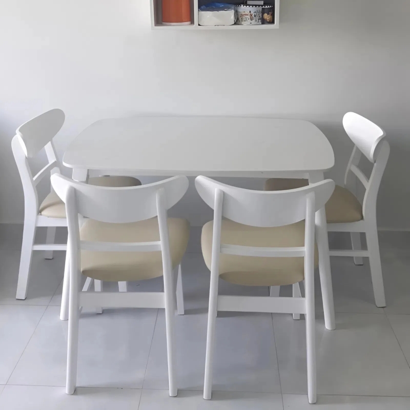 Bộ Bàn Ăn Mango 4 Ghế Bàn Màu Trắng Giả Đá - BGA7