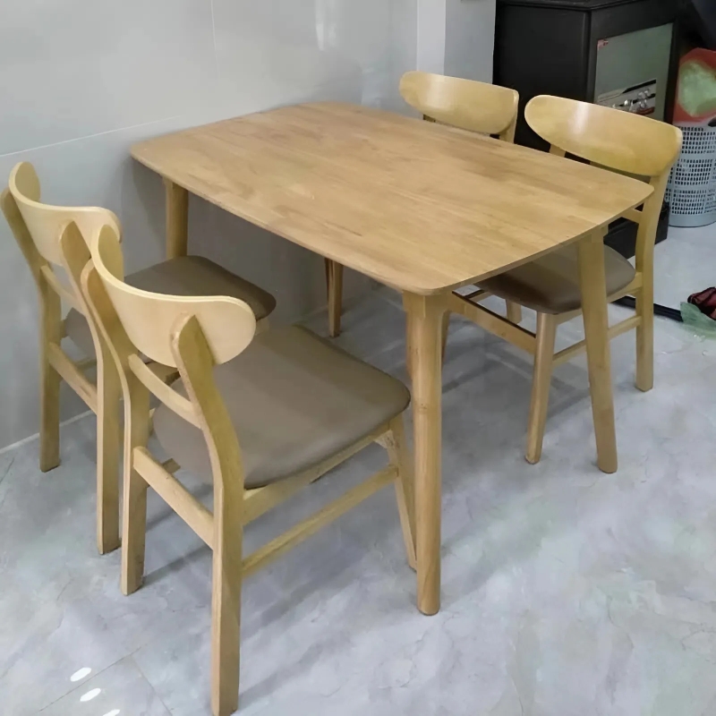 Bộ Bàn Ăn Mango 4 Ghế Màu Gỗ Tự Nhiên - BGA2