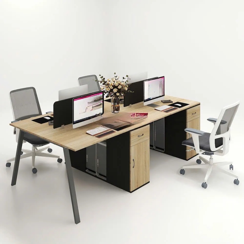 Cụm Bàn Làm Việc 4 Người Chân Sắt Sơn Tĩnh Điện Sang Trọng - BC110