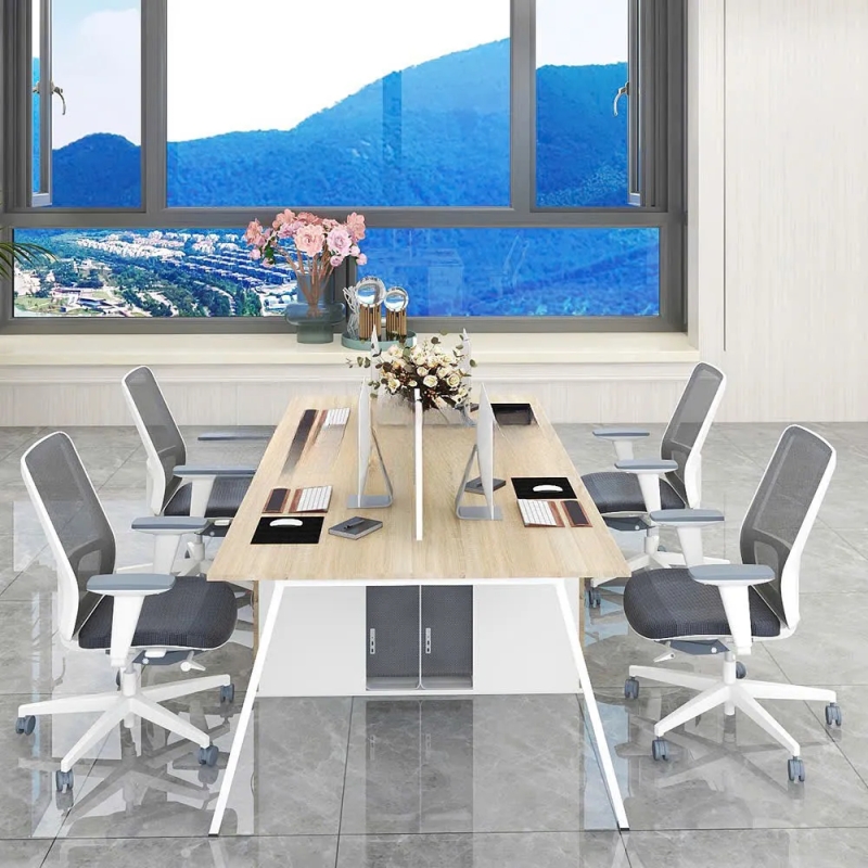 Cụm Bàn Làm Việc 4 Người Chân Sắt Sơn Tĩnh Điện Sang Trọng - BC110