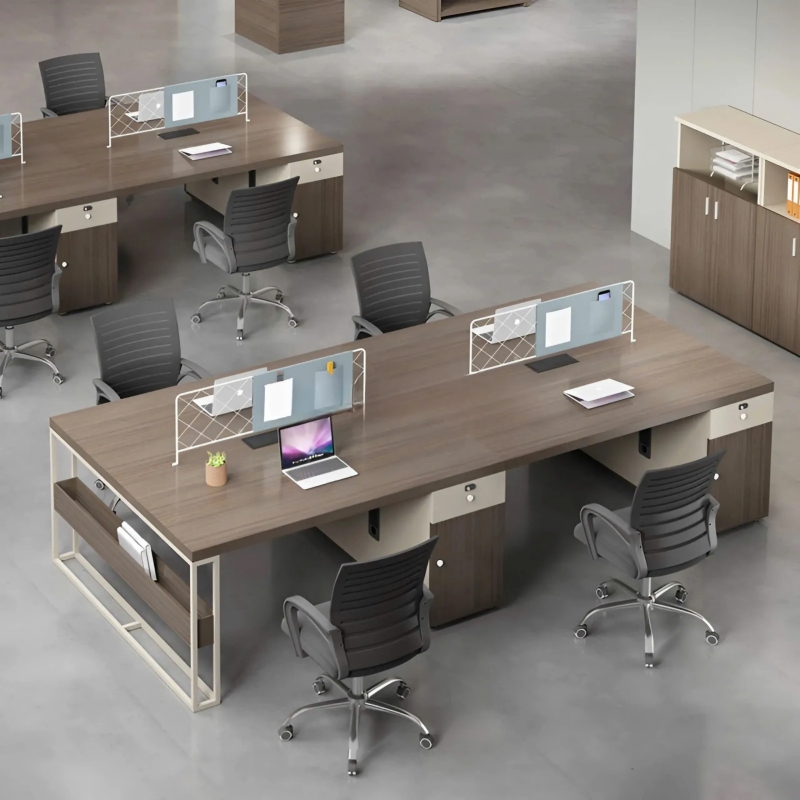Cụm Bàn Làm Việc 4 Người Thiết Kế Chữ Nhật Đơn Giản - BC118