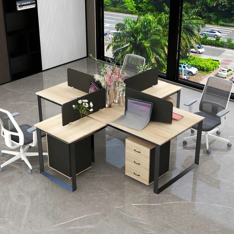 Cụm Bàn Làm Việc 4 Người Thiết Kế Đơn Giản Sáng Tạo - BC124