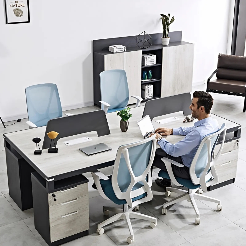 Cụm Bàn Làm Việc Có Vách Ngăn Gỗ MDF Đẹp - BC45