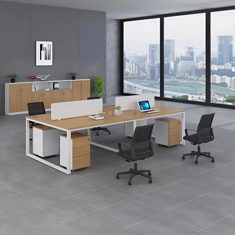 Cụm Bàn Làm Việc Nhóm 4 Người Chân Sắt 2m4 - BC19