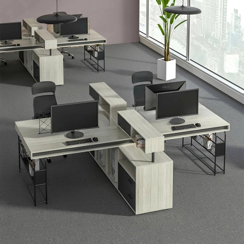 Cụm Bàn Làm Việc Văn Phòng 4 Người Có Vách Ngăn Lưu Trữ Đa Năng - BC71