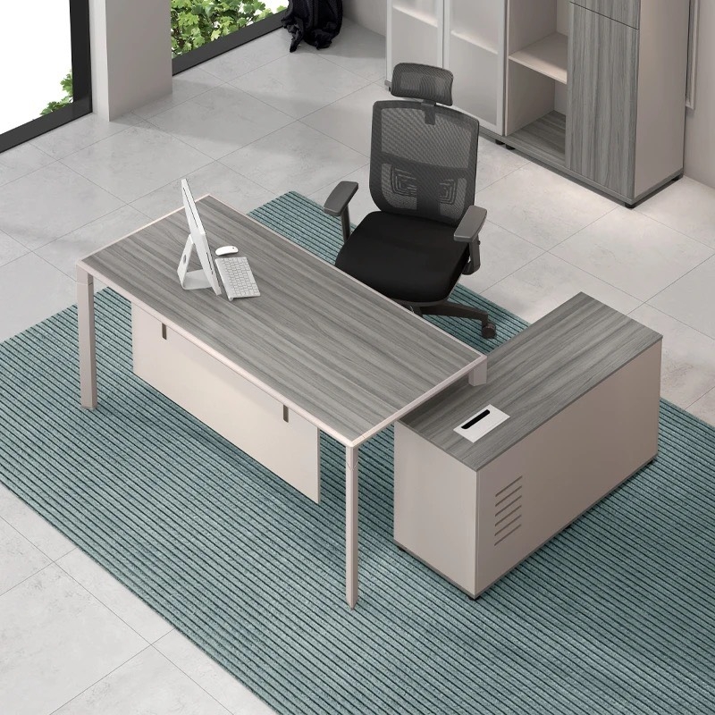 Bàn Giám Đốc Góc L Chân Sắt Cao Cấp - BGĐ23