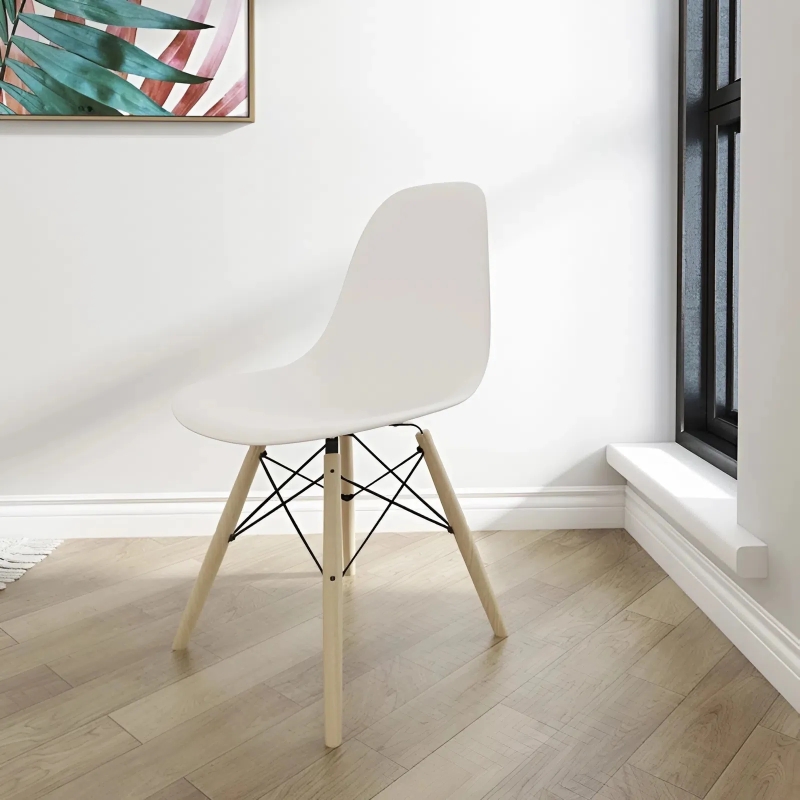 Ghế Cafe Tiếp Khách Eames Chân Gỗ Sồi - CF1