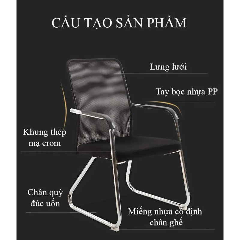 Ghế Phòng Họp Chân Quỳ Chéo Lưng Vải - GQ32