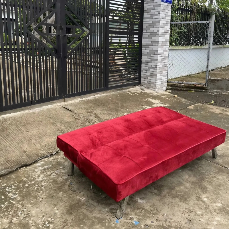 Ghế Sofa Giường Nằm Nhung Màu Đỏ Đẹp - SF7