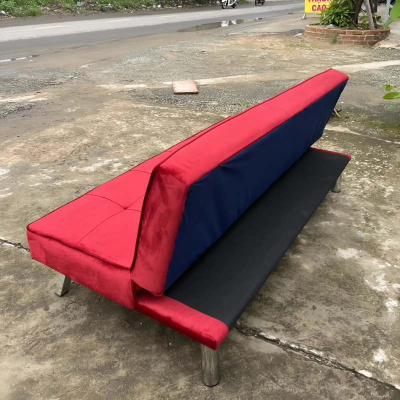 Ghế Sofa Giường Nằm Nhung Màu Đỏ Đẹp - SF7