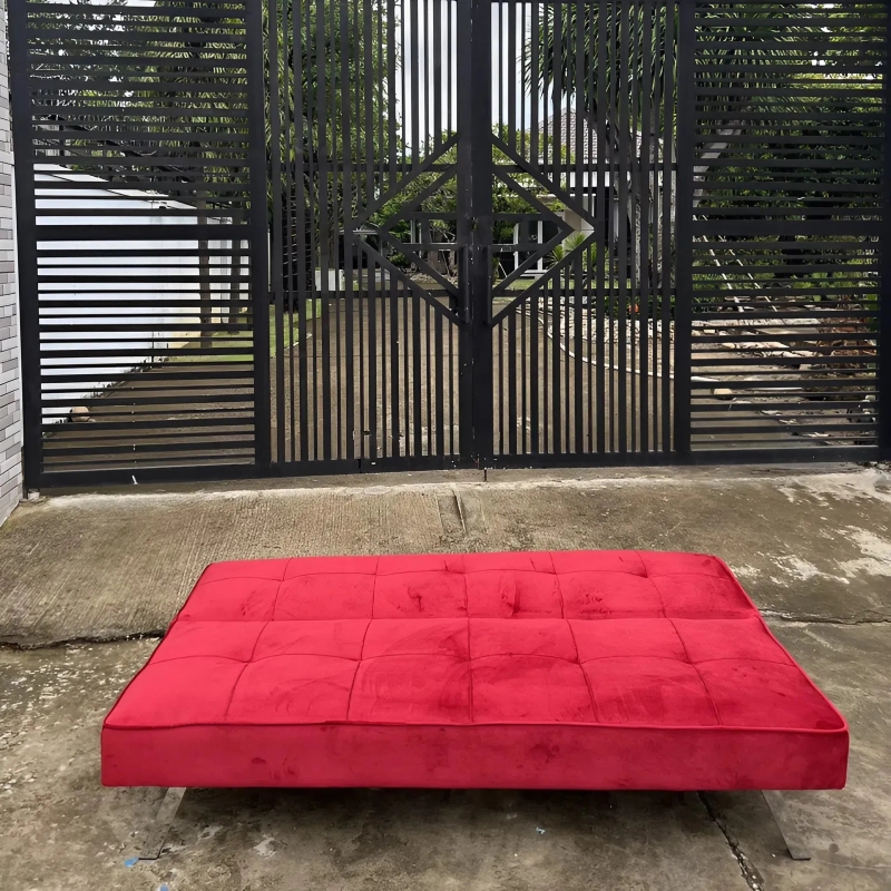 Ghế Sofa Giường Nằm Nhung Màu Đỏ Đẹp - SF7
