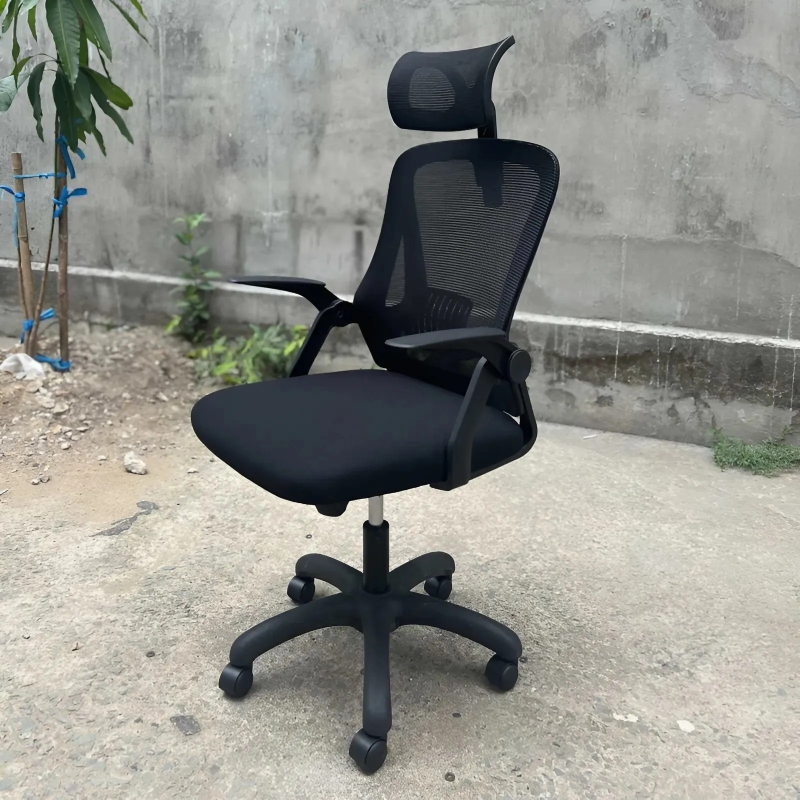 Ghế Xoay Tựa Đầu Tay Gập Màu Đen - GX70