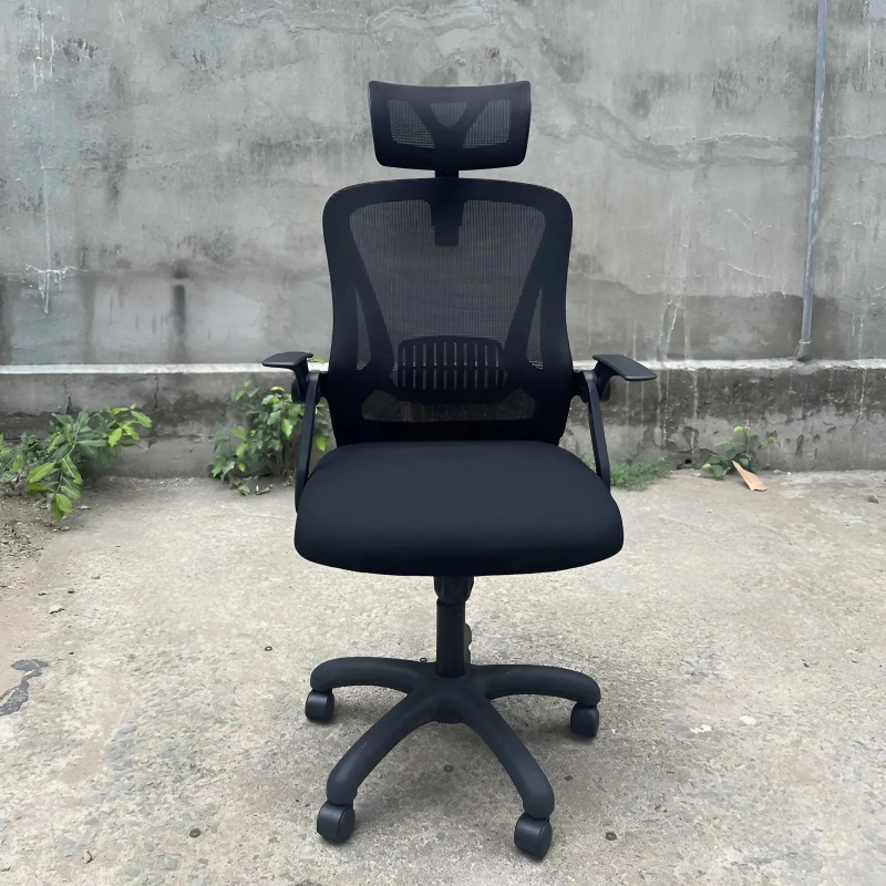 Ghế Xoay Tựa Đầu Tay Gập Màu Đen - GX70