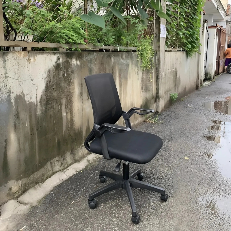 Ghế Xoay Văn Phòng Tay Gập Màu Đen - GX13