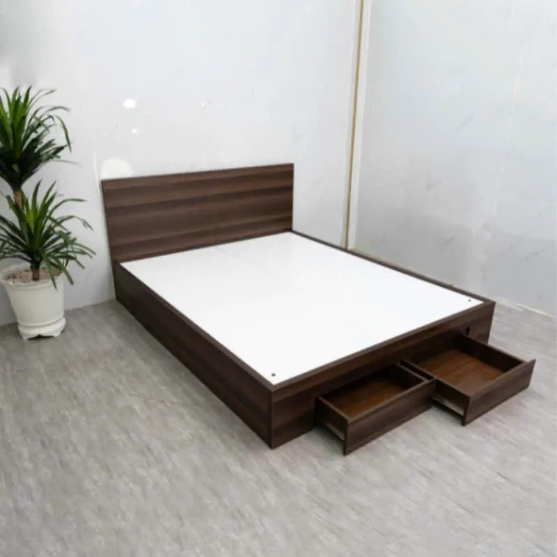 Giường Ngủ Gỗ MDF Có Hộc Kéo Đầu Trơn - GN22