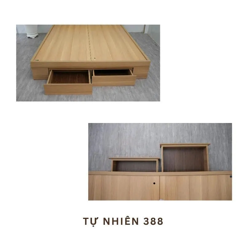 Giường Ngủ Gỗ MDF Có Hộc Kéo Đầu Trơn - GN22