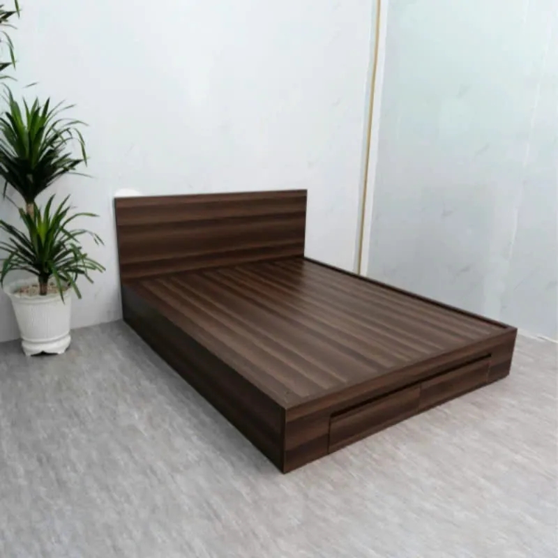 Giường Ngủ Gỗ MDF Có Hộc Kéo Đầu Trơn - GN22