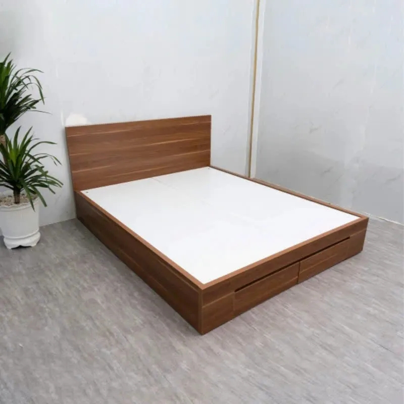 Giường Ngủ Gỗ MDF Có Hộc Kéo Đầu Trơn - GN22