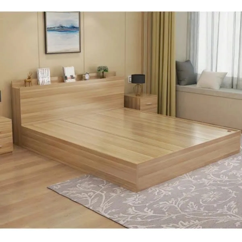 Giường Ngủ Gỗ Có Kệ Đầu Giường Dễ Vệ Sinh - GN30