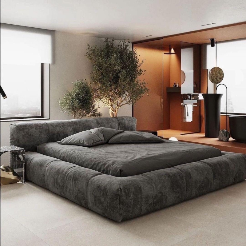 Giường Ngủ Bọc Vải Nhung Êm Ái - GN7