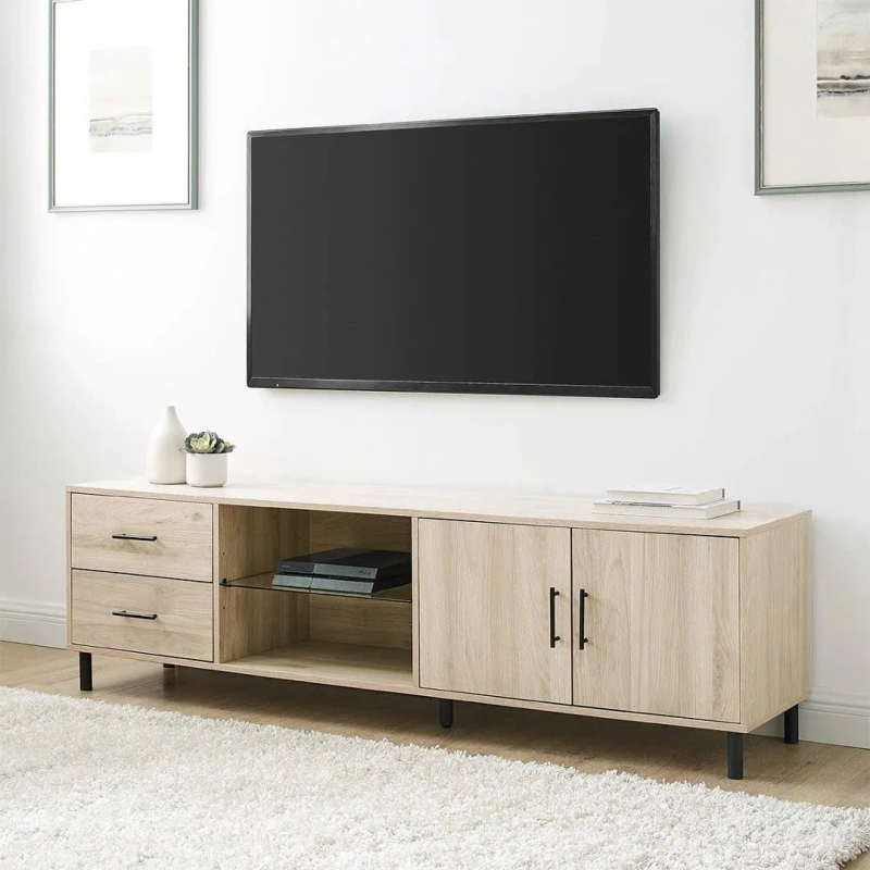 Kệ Tivi 2 Ngăn Kéo Kèm Hộc Tủ Cánh Đôi - KTV26
