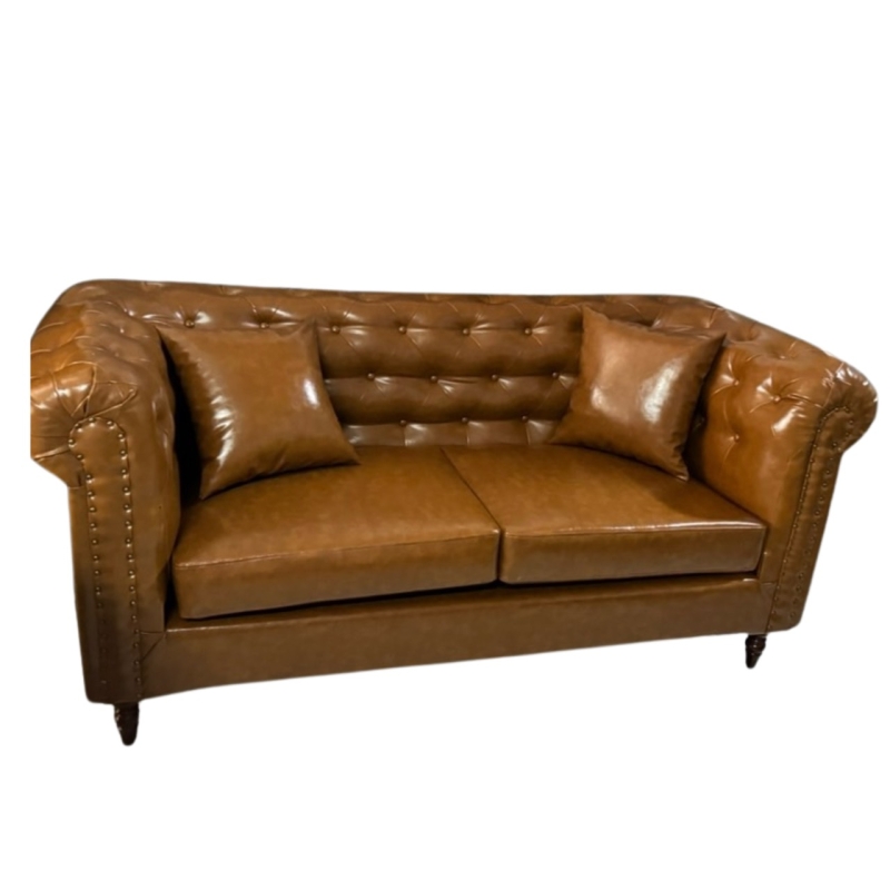 Ghế Sofa Tân Cổ Điển Bọc Da Nâu - SF39