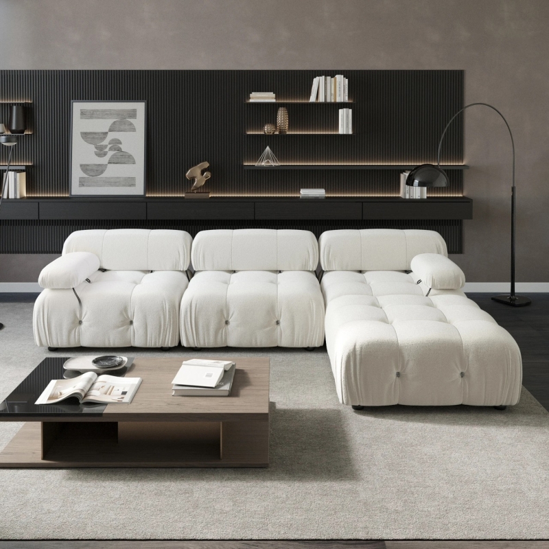 Ghế Sofa Bọc Vải Lông Cừu Góc L - SF23