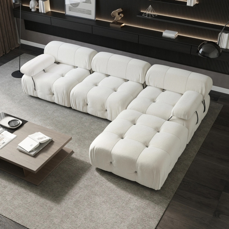 Ghế Sofa Bọc Vải Lông Cừu Góc L - SF23