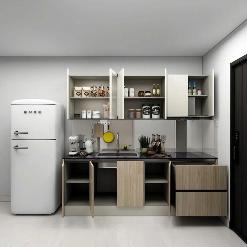Tủ Bếp Gỗ Phủ Melamine Dễ Vệ Sinh - TB08