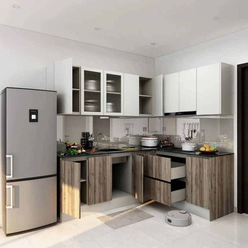 Tủ Bếp Chữ L Thiết Kế Thông Minh Cho Căn Hộ - TB07