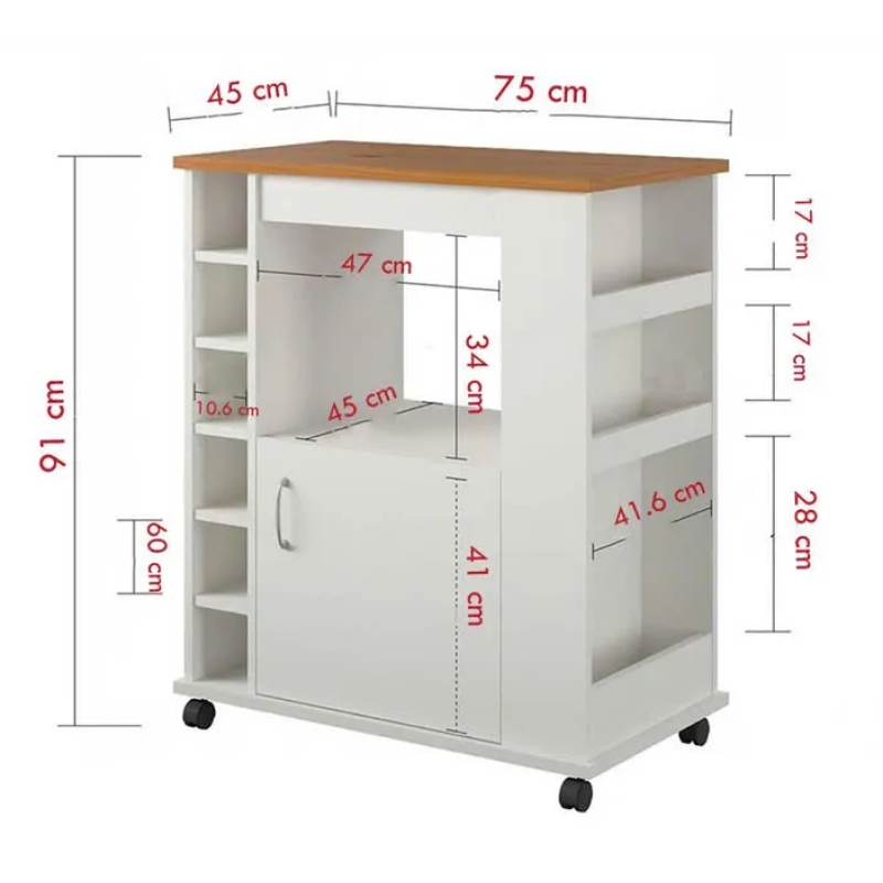 Tủ Bếp Mini Gỗ Đa Năng Có Bánh Xe - TB41