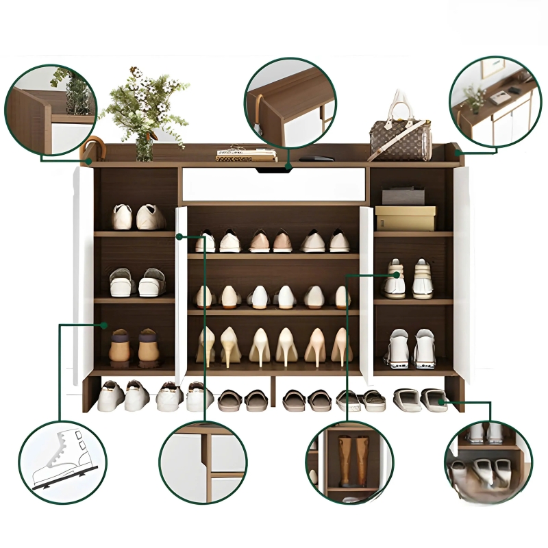 Tủ Giày Dép 4 Cánh Gỗ MDF Phong Cách Mới - KGD23