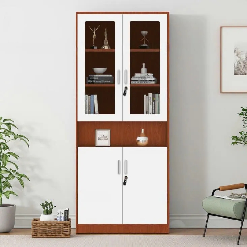 Tủ Hồ Sơ Gỗ 2 Cánh Kính 2 Cánh Kín Có Khóa - THS312