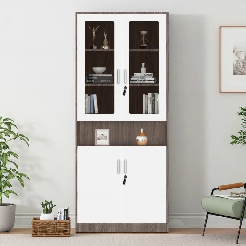 Tủ Hồ Sơ Gỗ 2 Cánh Kính 2 Cánh Kín Có Khóa - THS312
