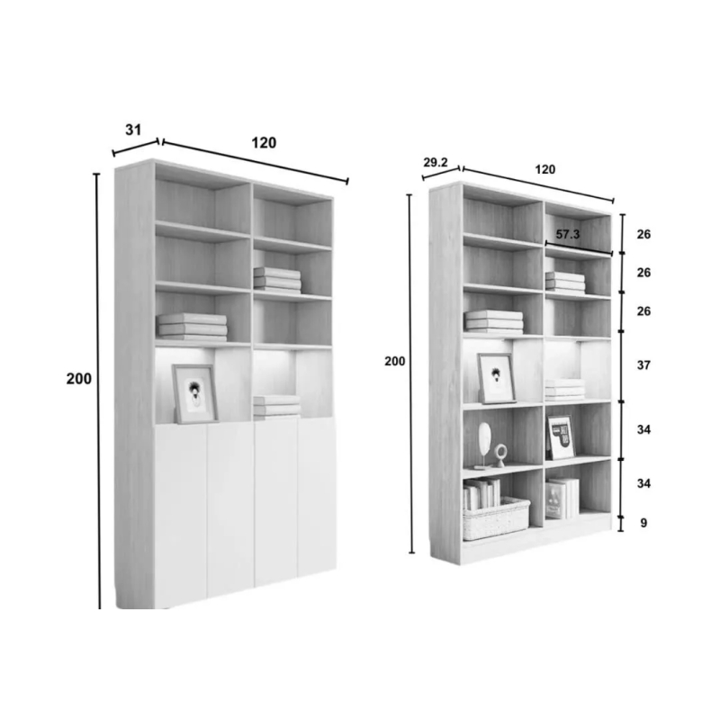 Tủ Hồ Sơ Gỗ Kết Hợp Kệ Trang Trí Sang Trọng - THS317