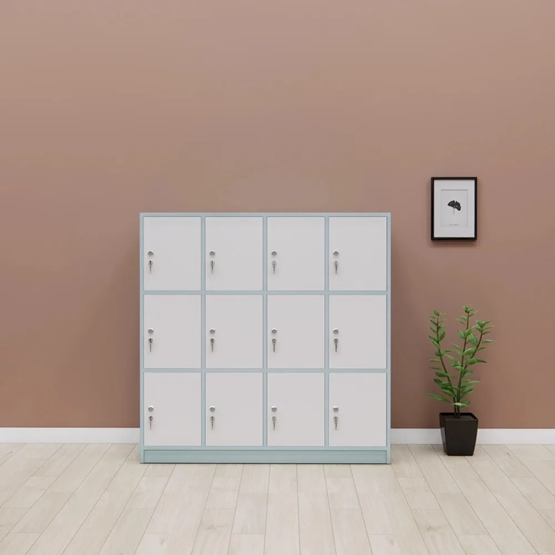 Tủ Locker 12 Ngăn Phối Màu Trắng Xanh Pastel Hiện Đại - TLK87