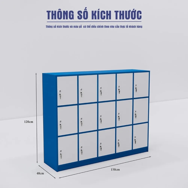 Tủ Locker 15 Ngăn Phối Màu Xanh Trắng Hiện Đại - TLK86