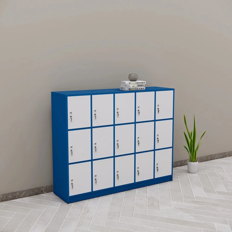 Tủ Locker 15 Ngăn Phối Màu Xanh Trắng Hiện Đại - TLK86