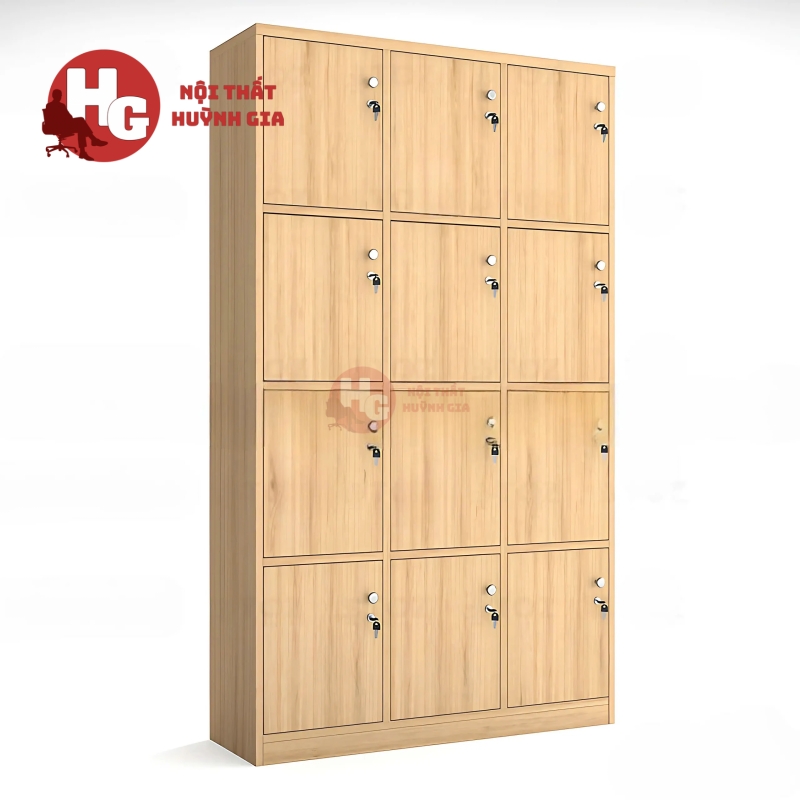 Tủ Gỗ Locker 15 Ngăn Màu Vàng - TLK76