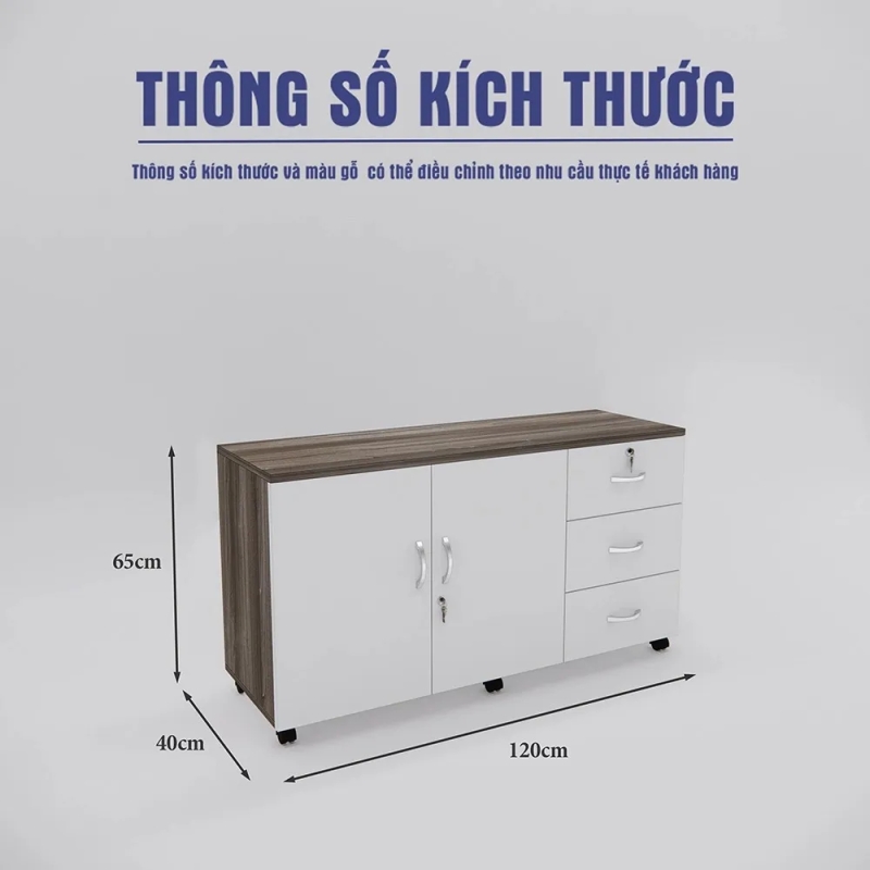 Tủ Phụ Di Động 3 Ngăn Kéo 1 Khoang Kệ Tiện Lợi - TP63