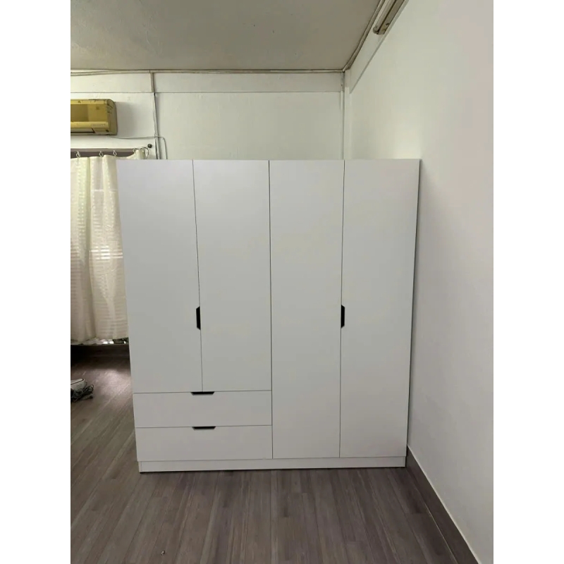 Tủ Quần Áo Gỗ 4 Cánh Kèm 2 Ngăn Kéo Tiện Lợi - TQA43