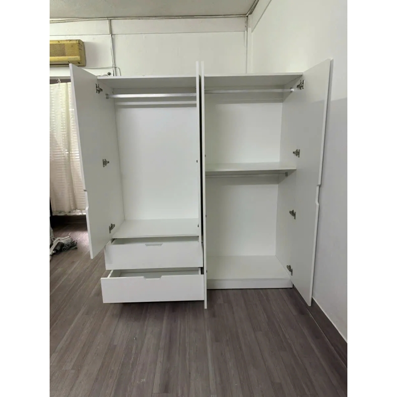Tủ Quần Áo Gỗ 4 Cánh Kèm 2 Ngăn Kéo Tiện Lợi - TQA43
