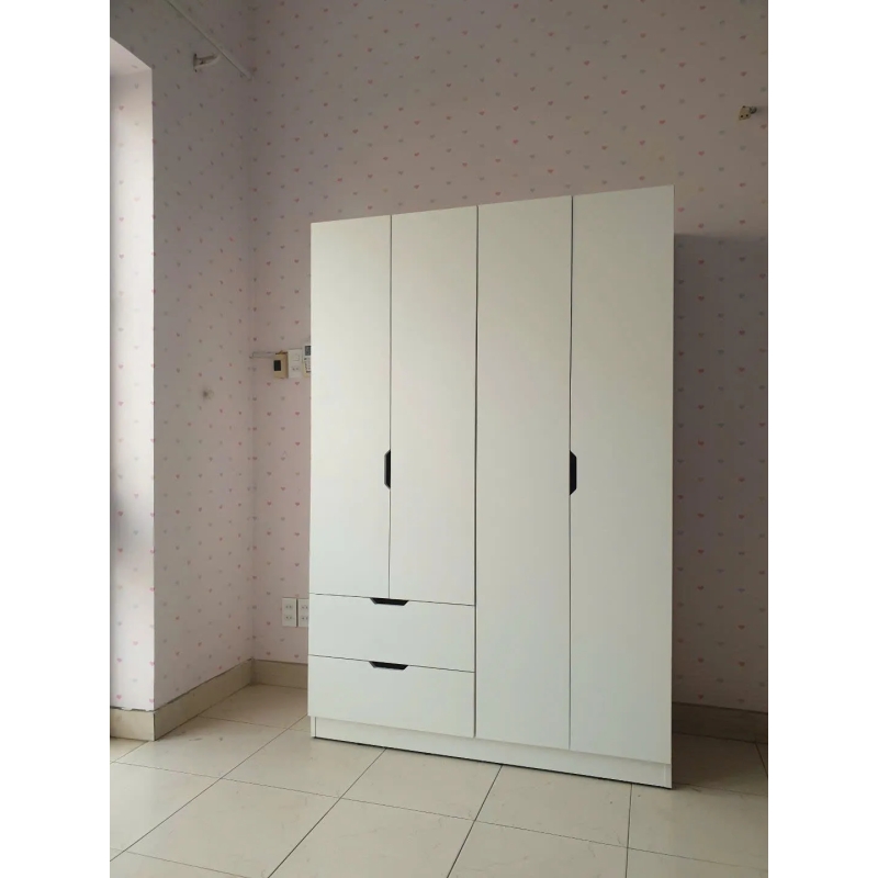Tủ Quần Áo Gỗ 4 Cánh Kèm 2 Ngăn Kéo Tiện Lợi - TQA43