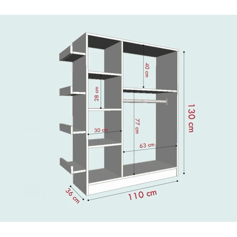 Tủ Quần Áo Gỗ Có Thanh Treo Và Kệ Đa Năng - TQA36